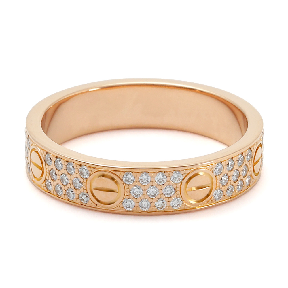 Cartier Love Wedding Ring Pavé Diamonds 18K Rose Gold Diamond B4085800