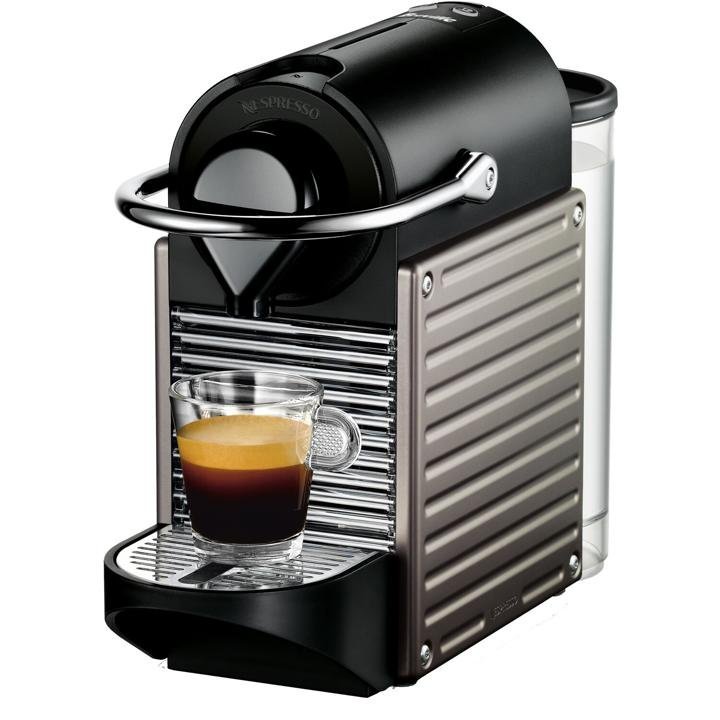 breville-nespresso-pixie-Single-Serve Espresso Machine in Electric Titanium and Milk in Black