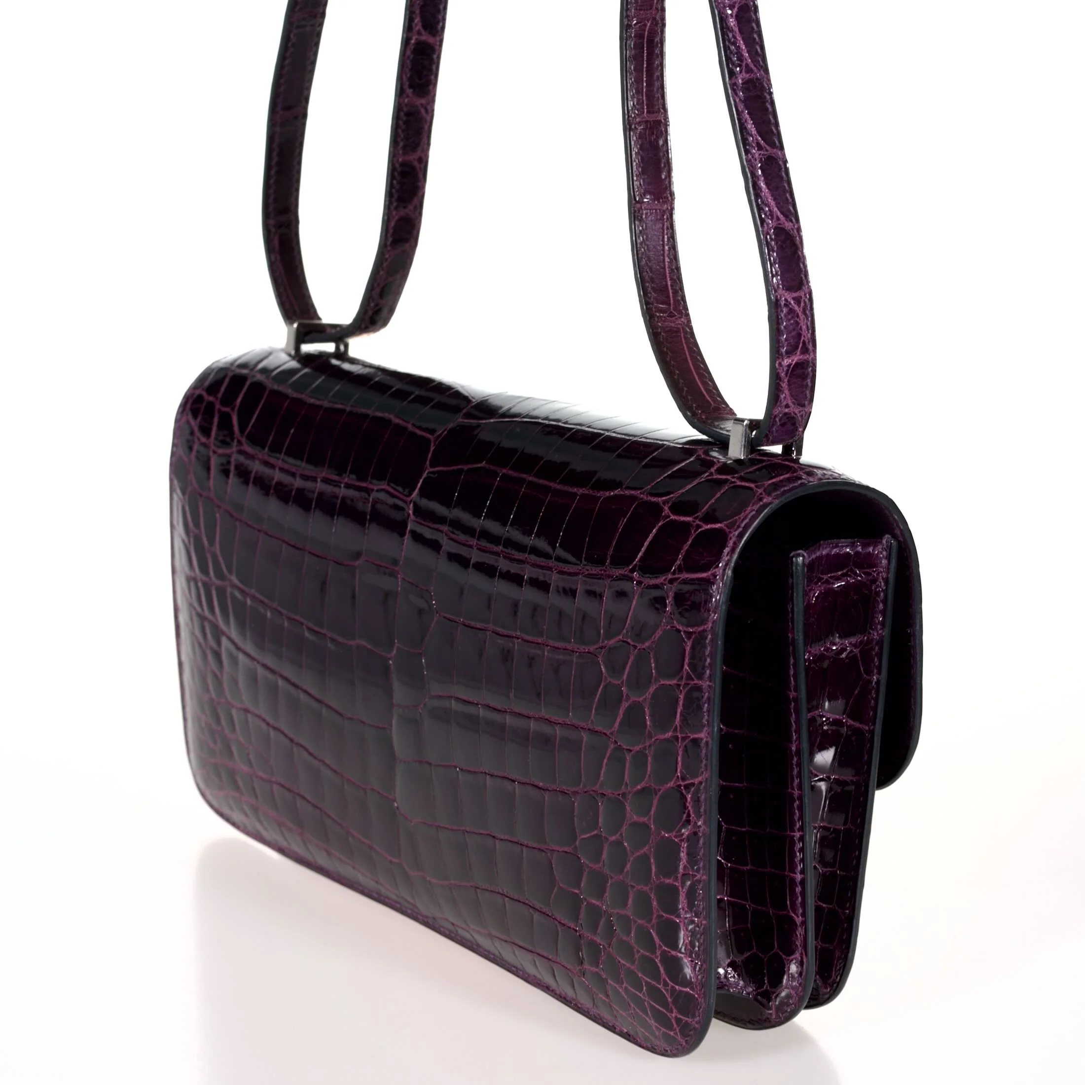 Hermès Constance Elan 25 Amethyst Shiny Niloticus Crocodile Palladium Hardware