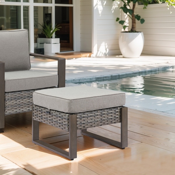 Patio Bistro Set with Rocking Chairs with Ottomans