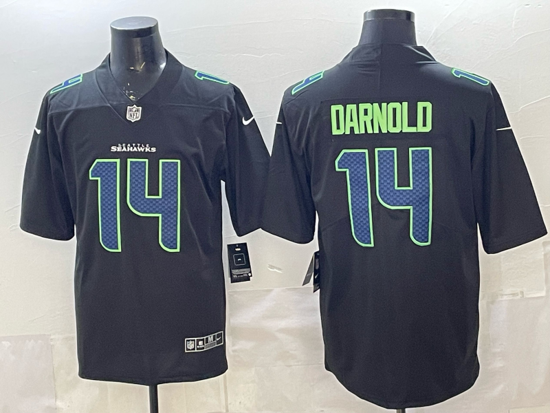 Men's Seattle Seahawks Sam Darnold #14 Black Fashion Game Jersey