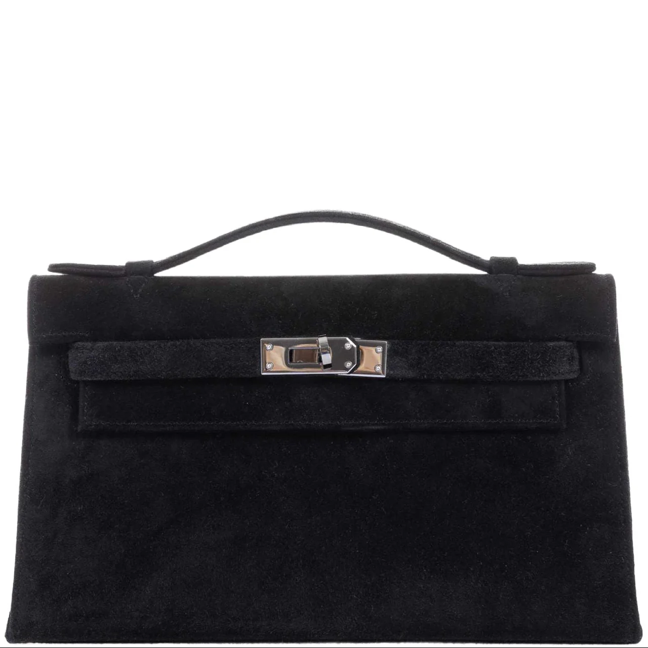 Hermès Kelly Pochette Noir Veau Doblis Palladium Hardware