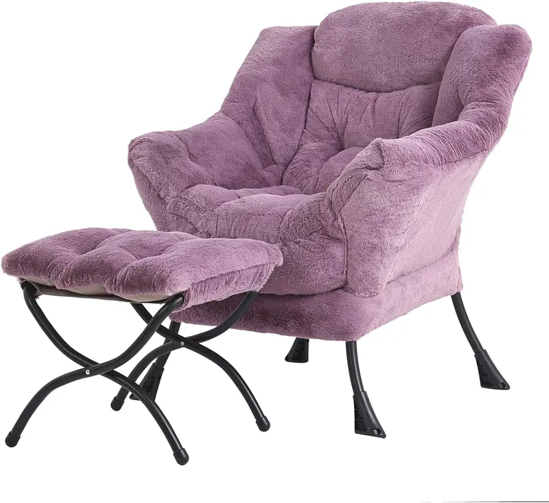Tiita Modern Lazy Lounge Chair with Matching Ottoman – Large Leisure Armchair Set
