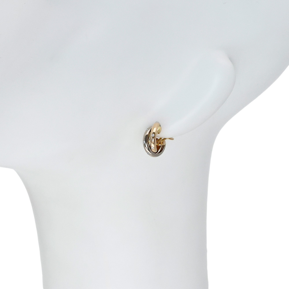 Cartier Trinity Earrings Tri-Gold Diamond