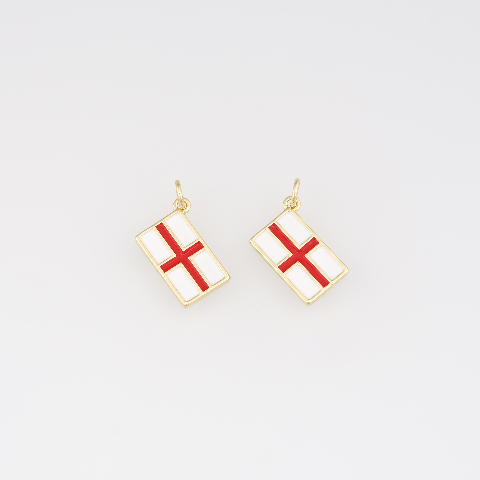 18K Gold Filled Rectangle Pendant,Enamel Rectangle Charm Earrings Necklace for DIY Jewelry Making Supply