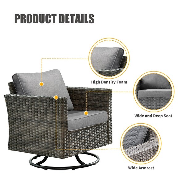 OVIOS Wicker Swivel Rocking Chair 3piece Set