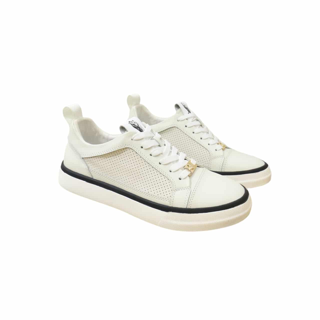 Gucci Men?S Platform Sneakers Leather White With Black Edge