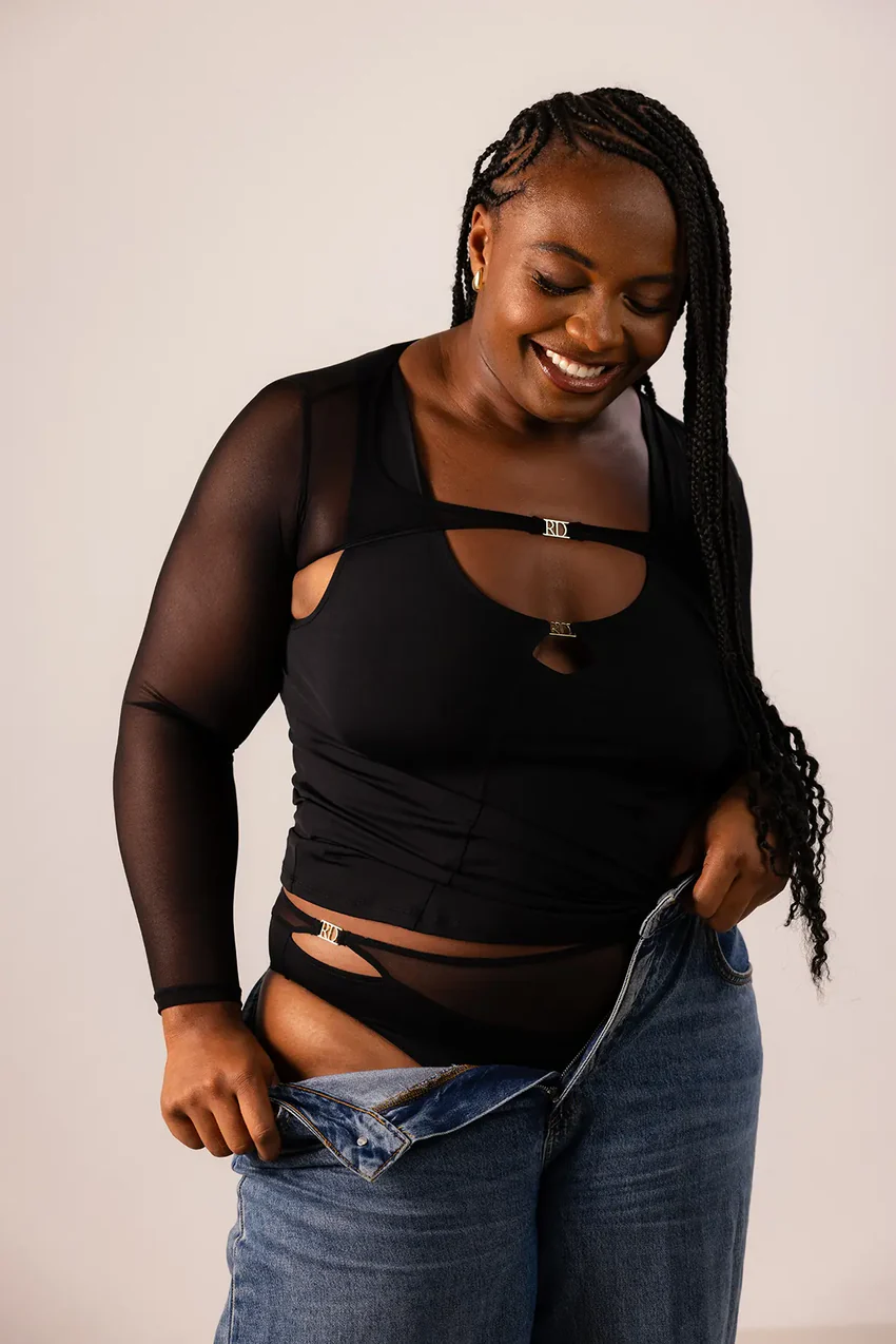 Tanga échancré Romane Dicko Noir