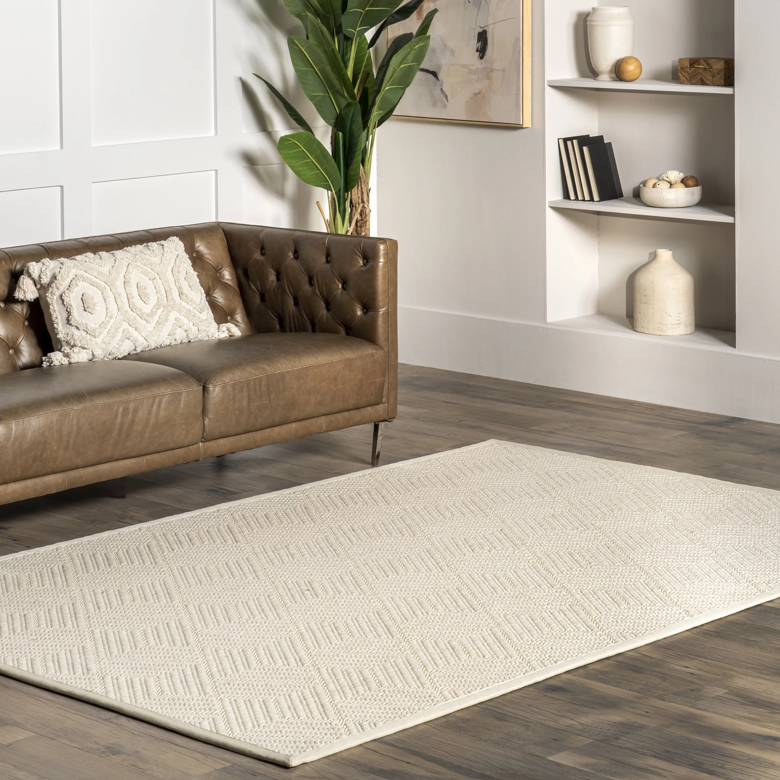 nuLOOM Suzanne Natural Textured Wool Area Rug, 6' x 9', Cream