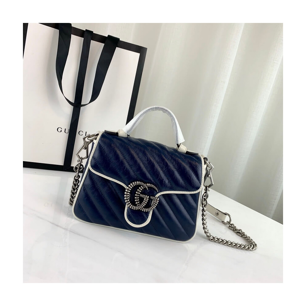 Gucci GG Marmont Mini Top Handle Bag Blue