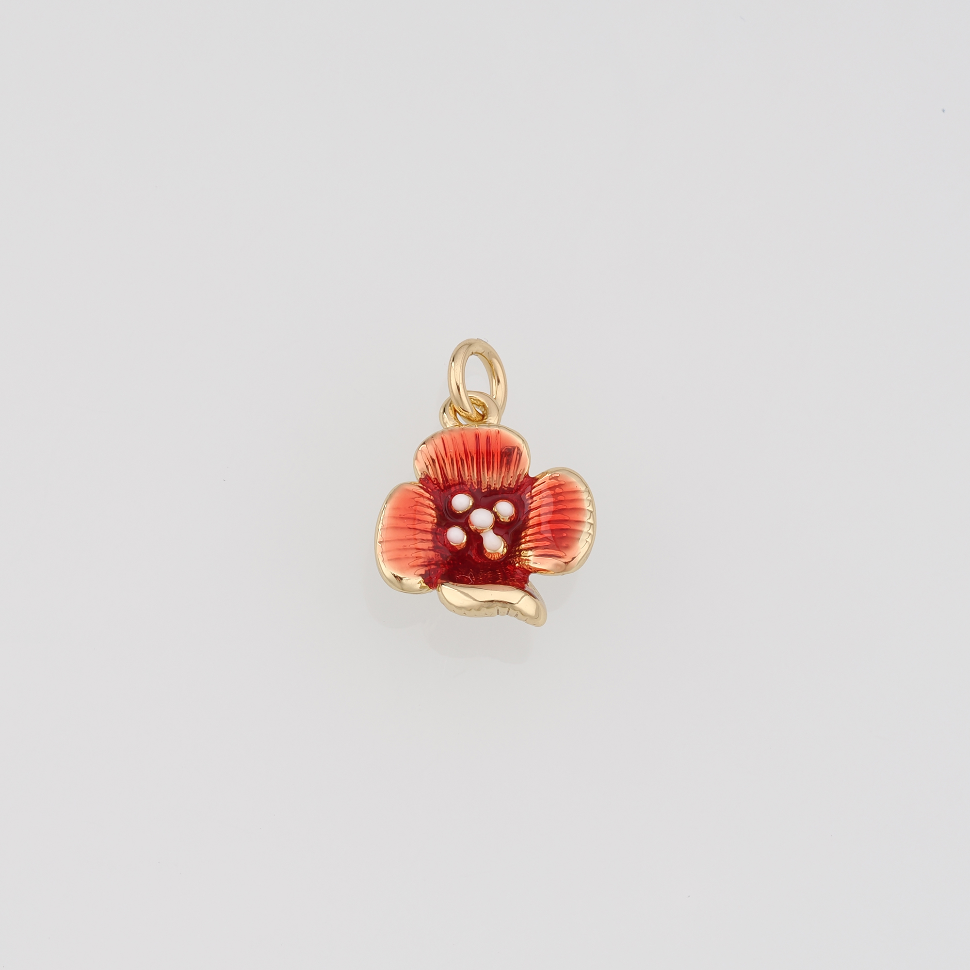 18K Gold Filled Flower Pendant,Enamel Flower Charm Earrings Necklace for DIY Jewelry Making Supply