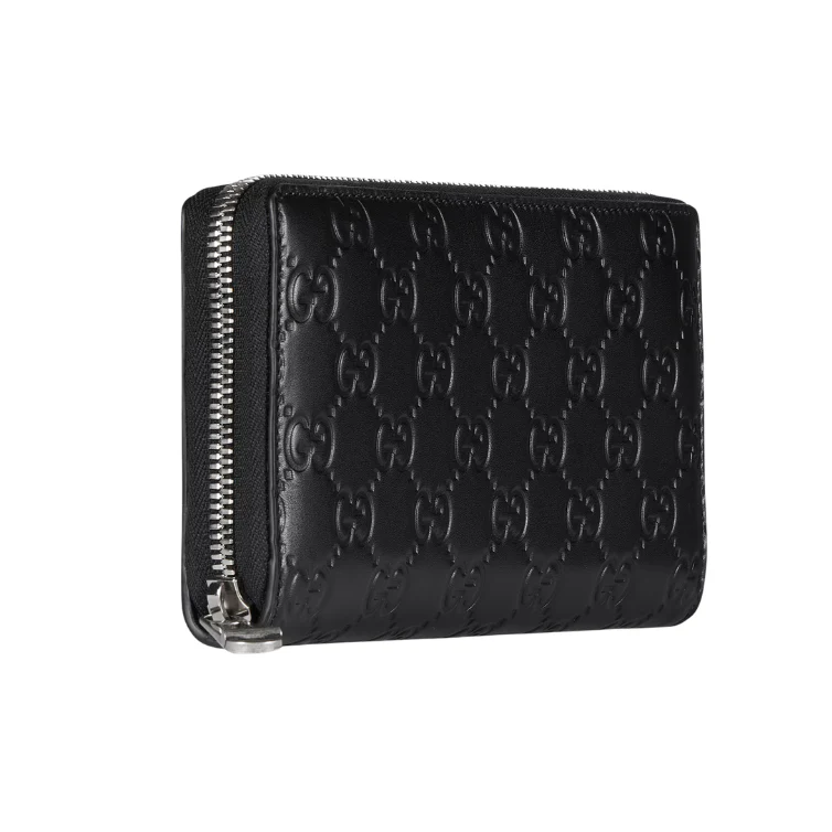 Gucci GG Emblem Zip Around Wallet – Black