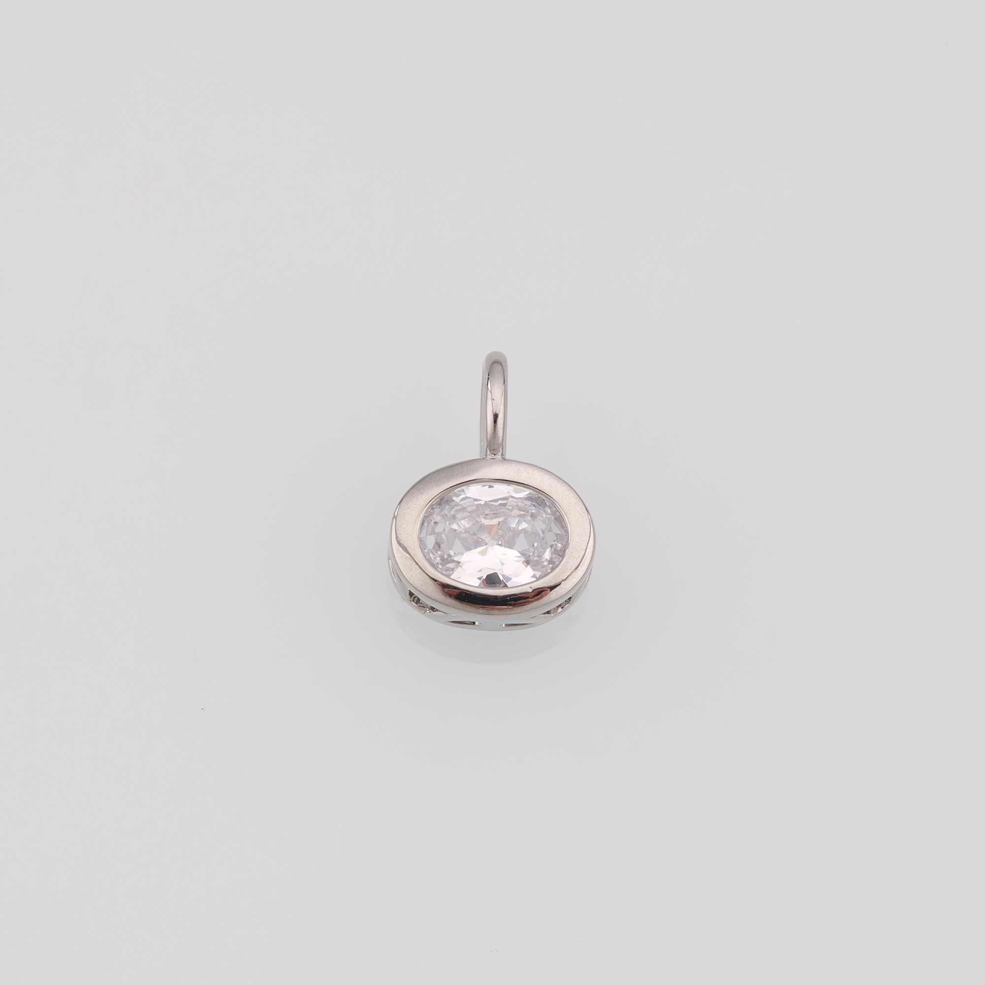 18K Gold Filled Oval Pendant,CZ Micro Pave Oval Charm Earrings Necklace for DIY Jewelry Making Supply