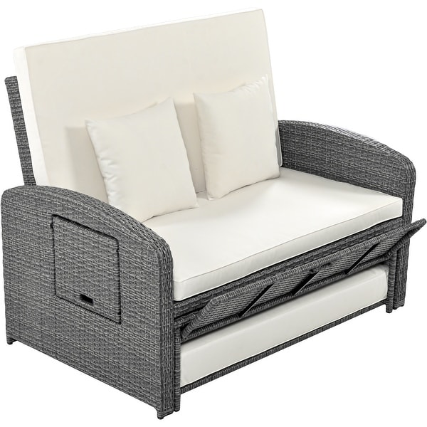 PE Wicker Rattan Reclining Sofa Chair