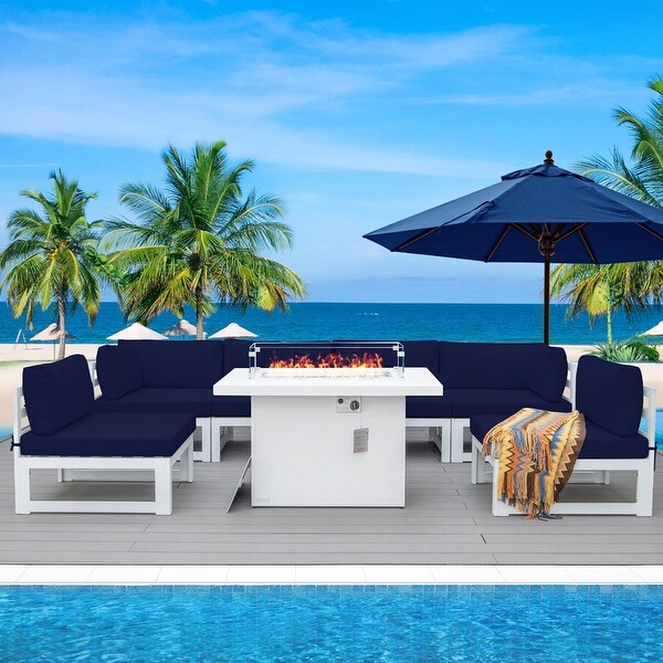 Nicesoul White Aluminum Modern Patio Furniture Sectional Sofa Set with Cushion