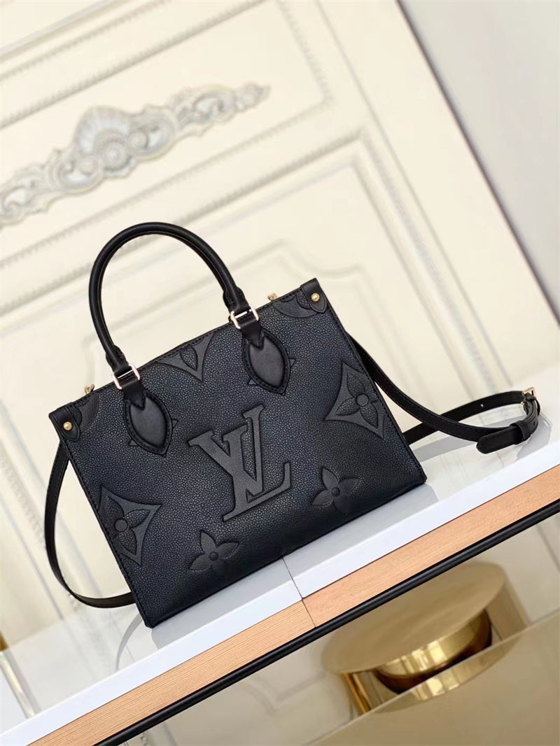 Louis Vuitton Onthego PM Monogram Empreinte Handbag Black 25cm M45653