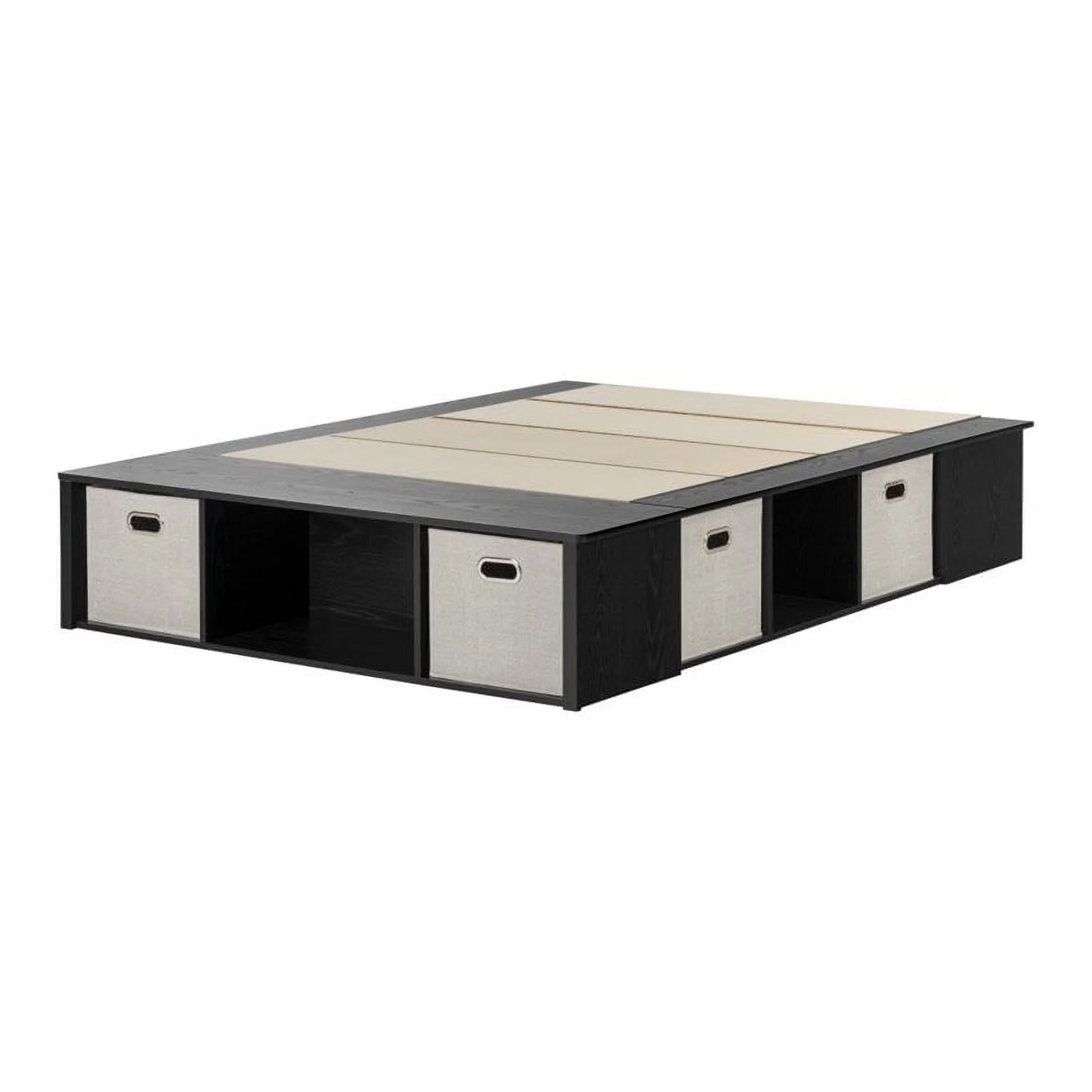 Bowery Hill Transitional Wood Full Storage Platform Bed in Black Oak