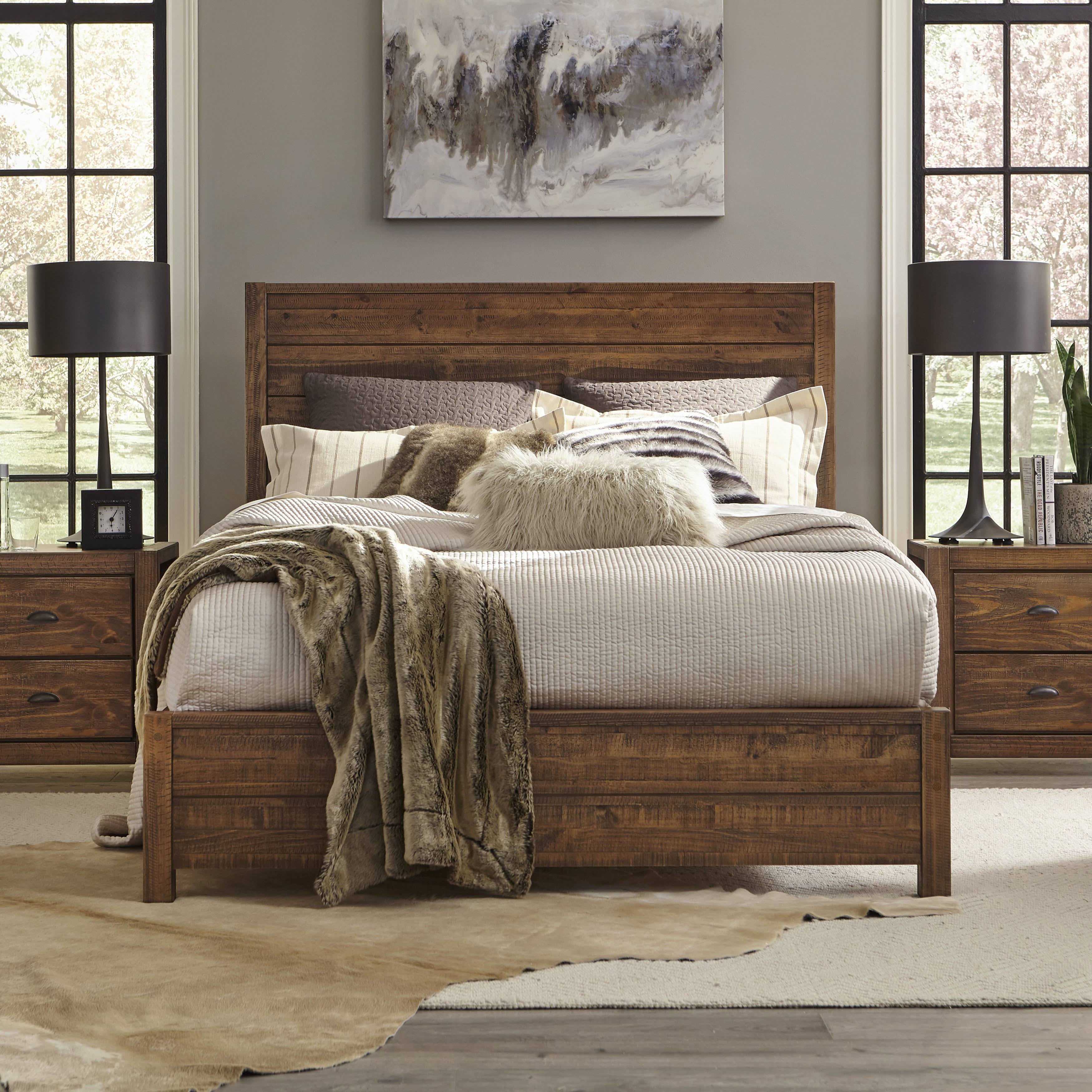 Grain Wood Furniture Montauk Panel Bed, Rustic Walnut, Queen