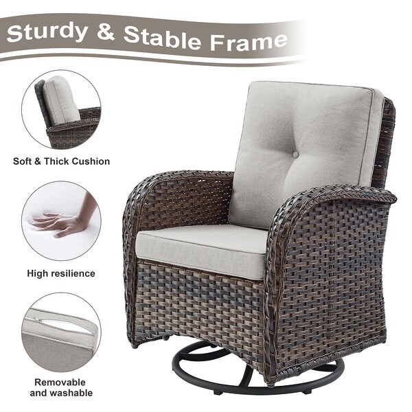 Patio Sofa with 2 Swivel Chair Coffee Table