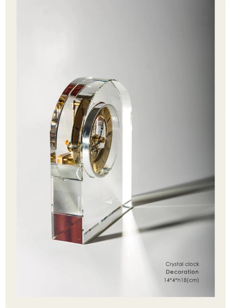 DC122 - MIKIM*TO exclusive! Heavy crystal vintage sitting clock brass home clock desk foyer ornament