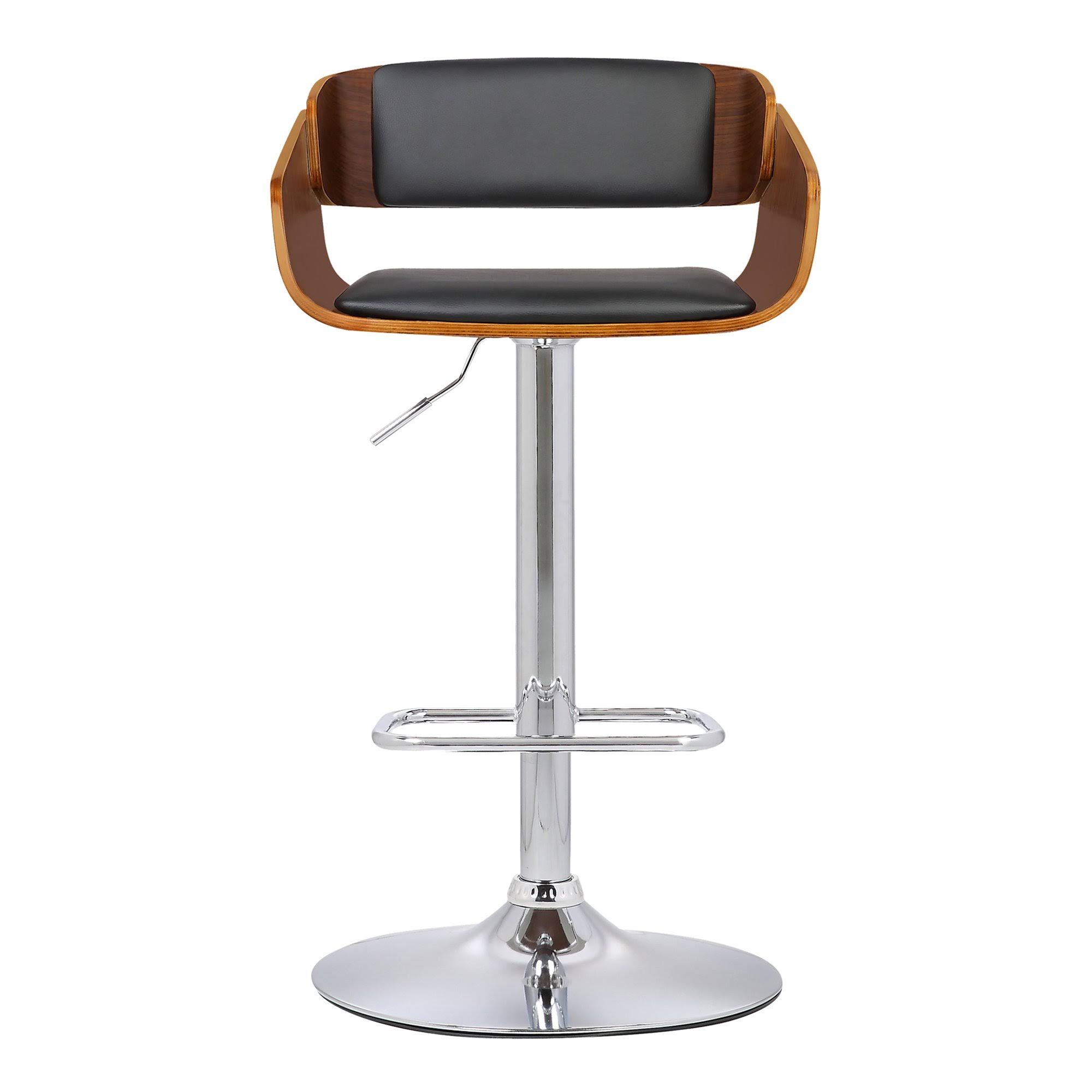 Armen Living Jenny Faux Leather Adjustable Swivel Bar Stool, Black