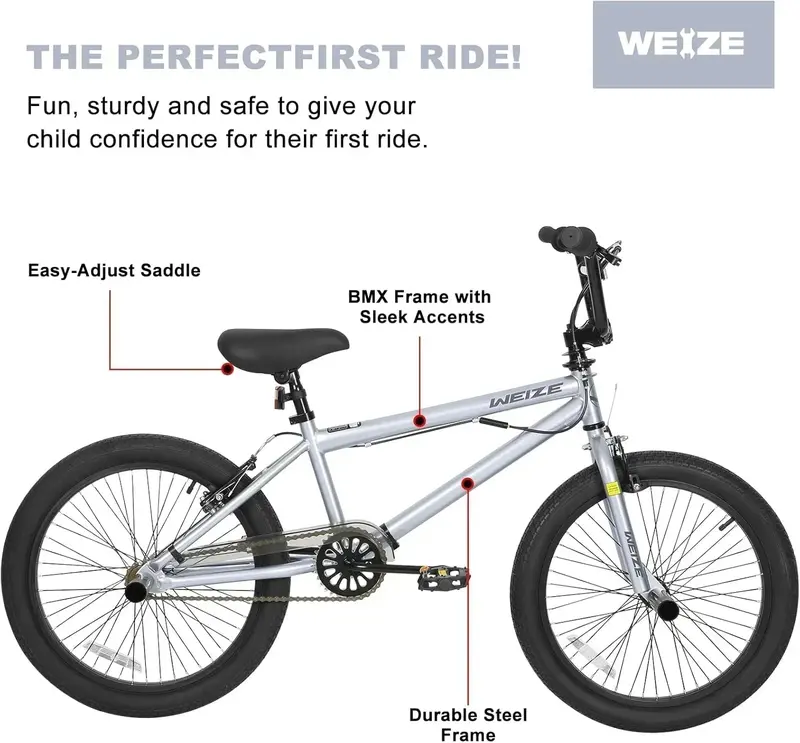 WEIZE 20-Inch Freestyle BMX Bike – Durable Stunt Bicycle for Teens & Adults