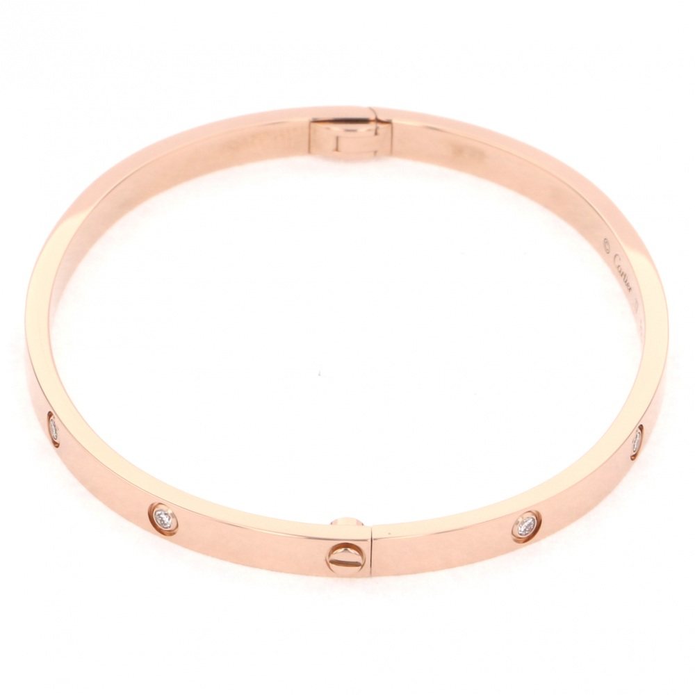 Cartier Love Sm Full Diamond #17 Bracelet 18K Rose Gold