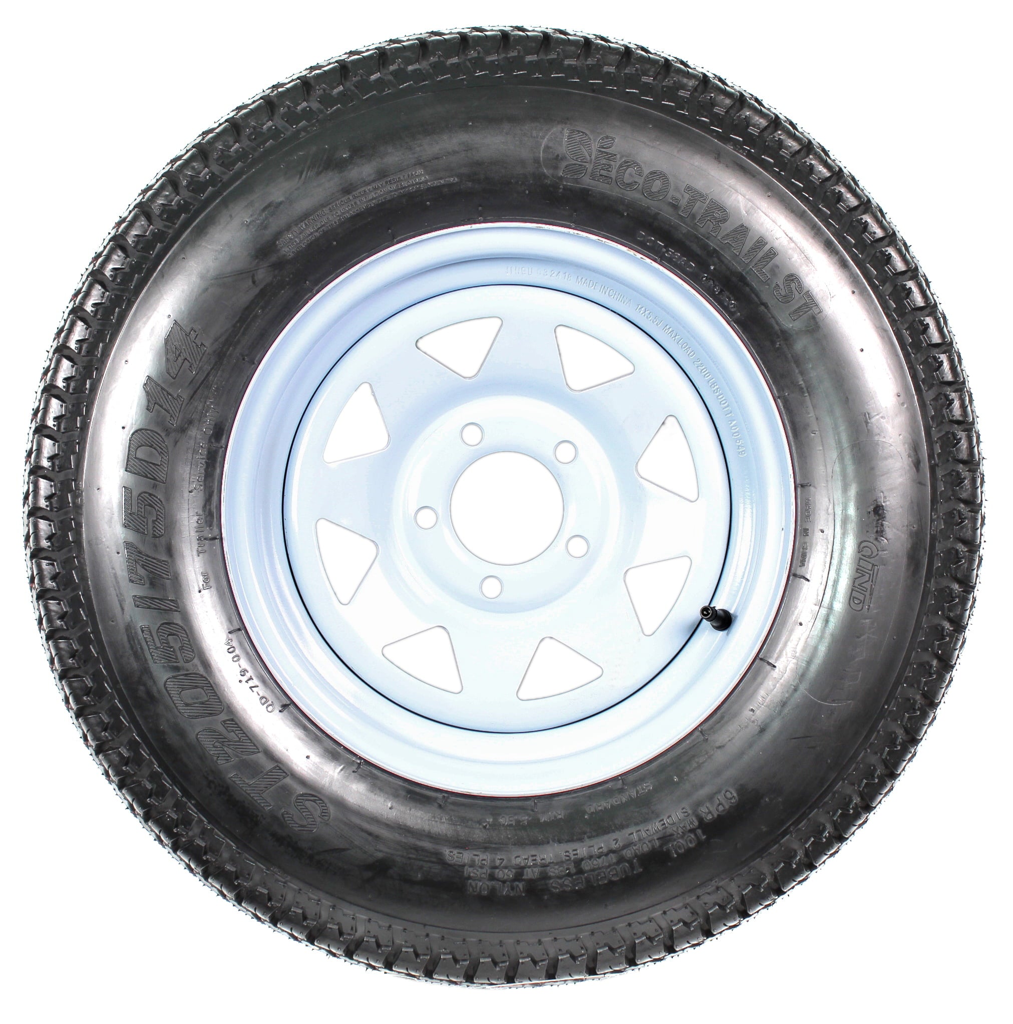 2-Pk Trailer Tire Rim ST205/75D14 2057514 F78-14 14 LRC 5 Lug White Spoke Wheel