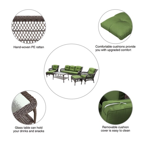 6piece Resin Wicker Patio Furniture Conversation Set with High Back