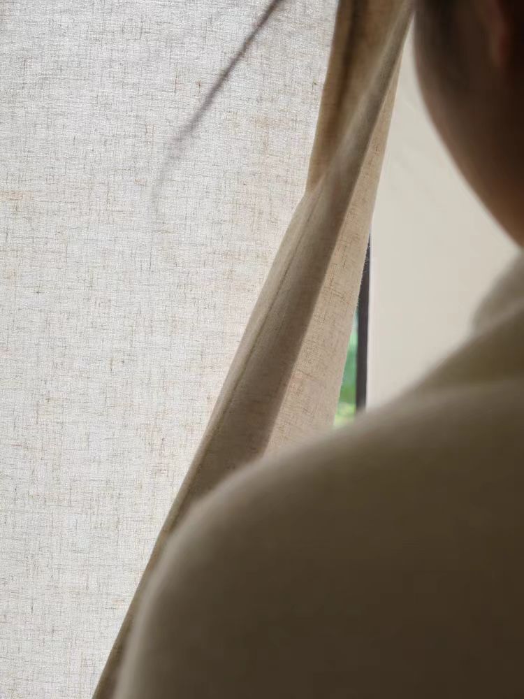 FS009 - South France Collection Th* ROW Minimalist Oatmeal Linen Living Room Bedroom Sheer Curtains