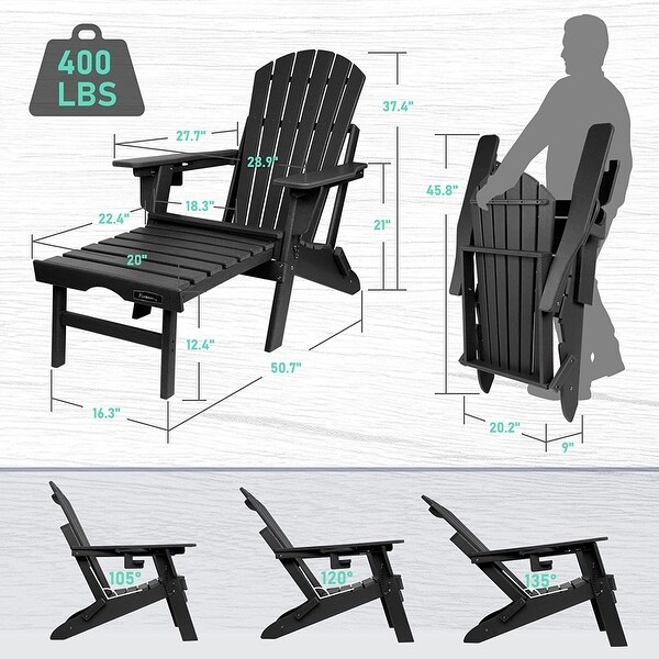 Vrakae Folding and Adjustable Adirondack Chair with Ottoman
