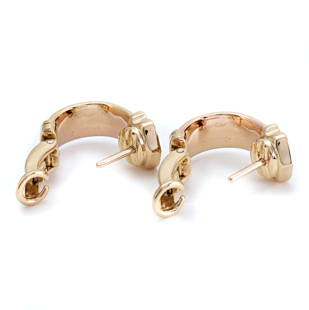 Cartier 2C Earrings Tri-Gold Diamond