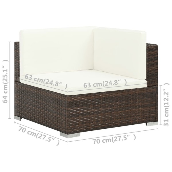 vidaXL 6 Piece Patio Lounge Set with Cushions Poly Rattan Brown