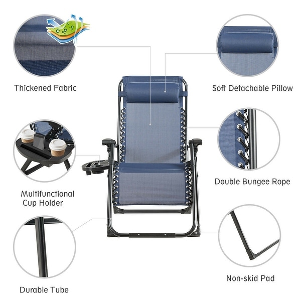 Gymax Folding Zero Gravity Lounge Chair Recliner w/ Cup Holder Tray