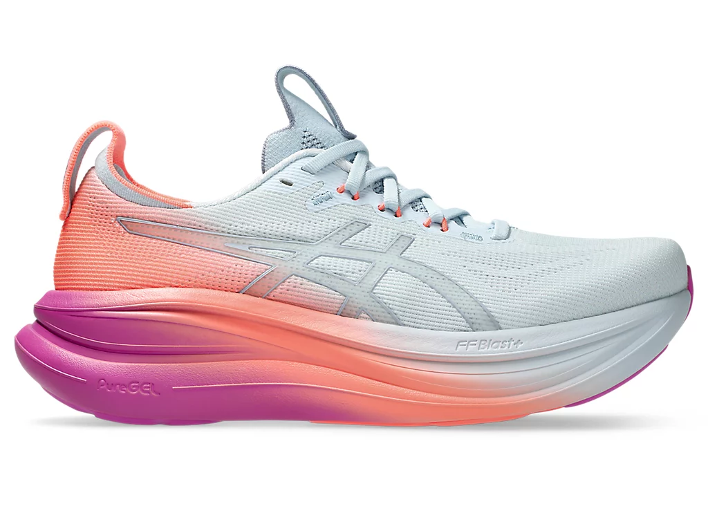 ASICS GEL-NIMBUS 28 Running Shoes. Sky/Digital Sakura 1012B987-400