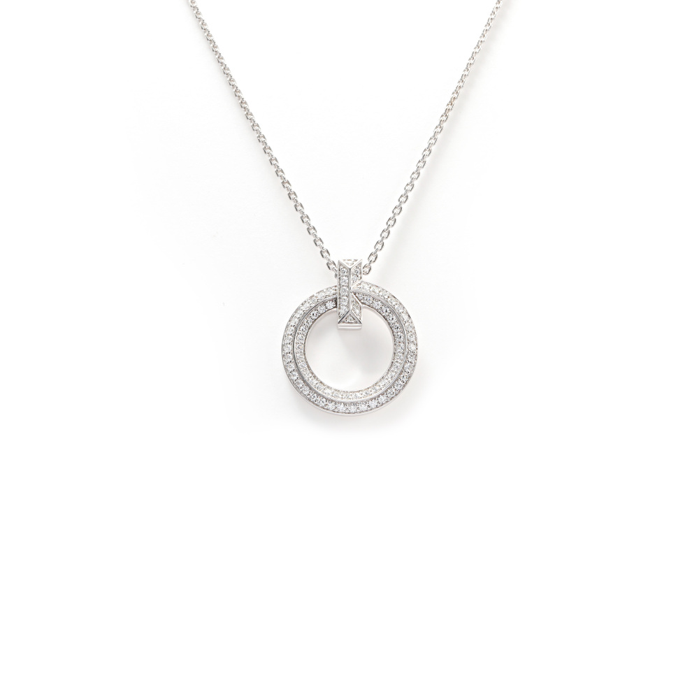 Tiffany & Co. Tiffany T One Circle Necklace 18K White Gold Diamond 72154568