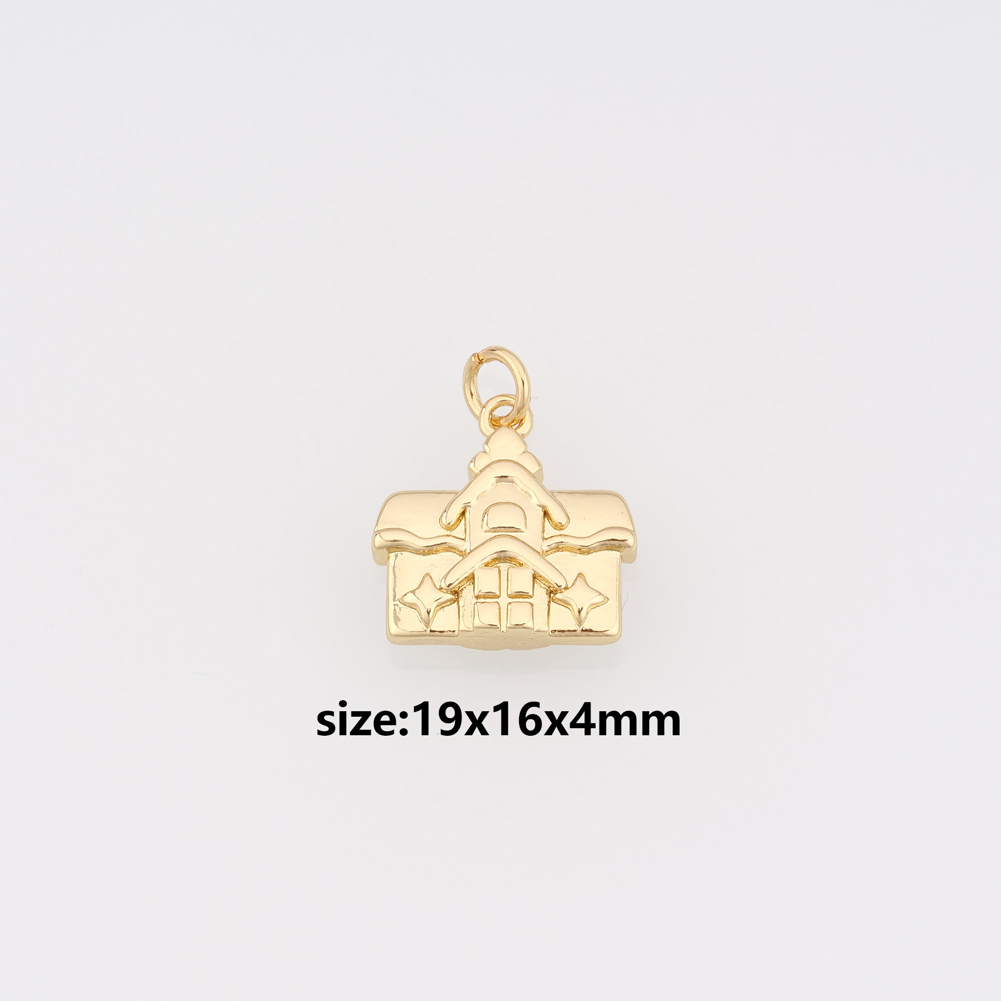 18K Gold Filled Home Pendant,Home Charm Earrings Necklace for DIY Jewelry Making Supply