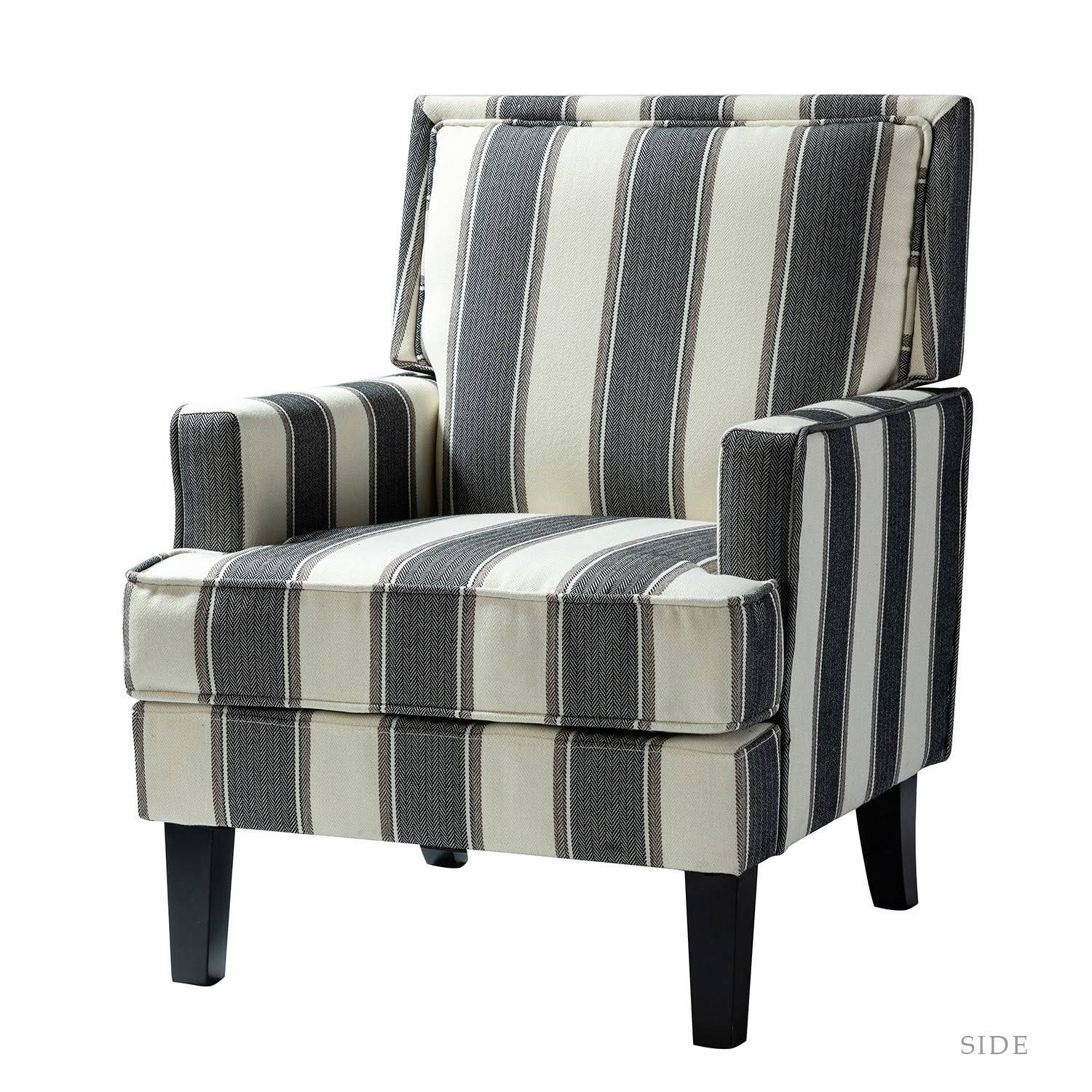 Filton Armchair with Tapered Block Leg - Black Stripe