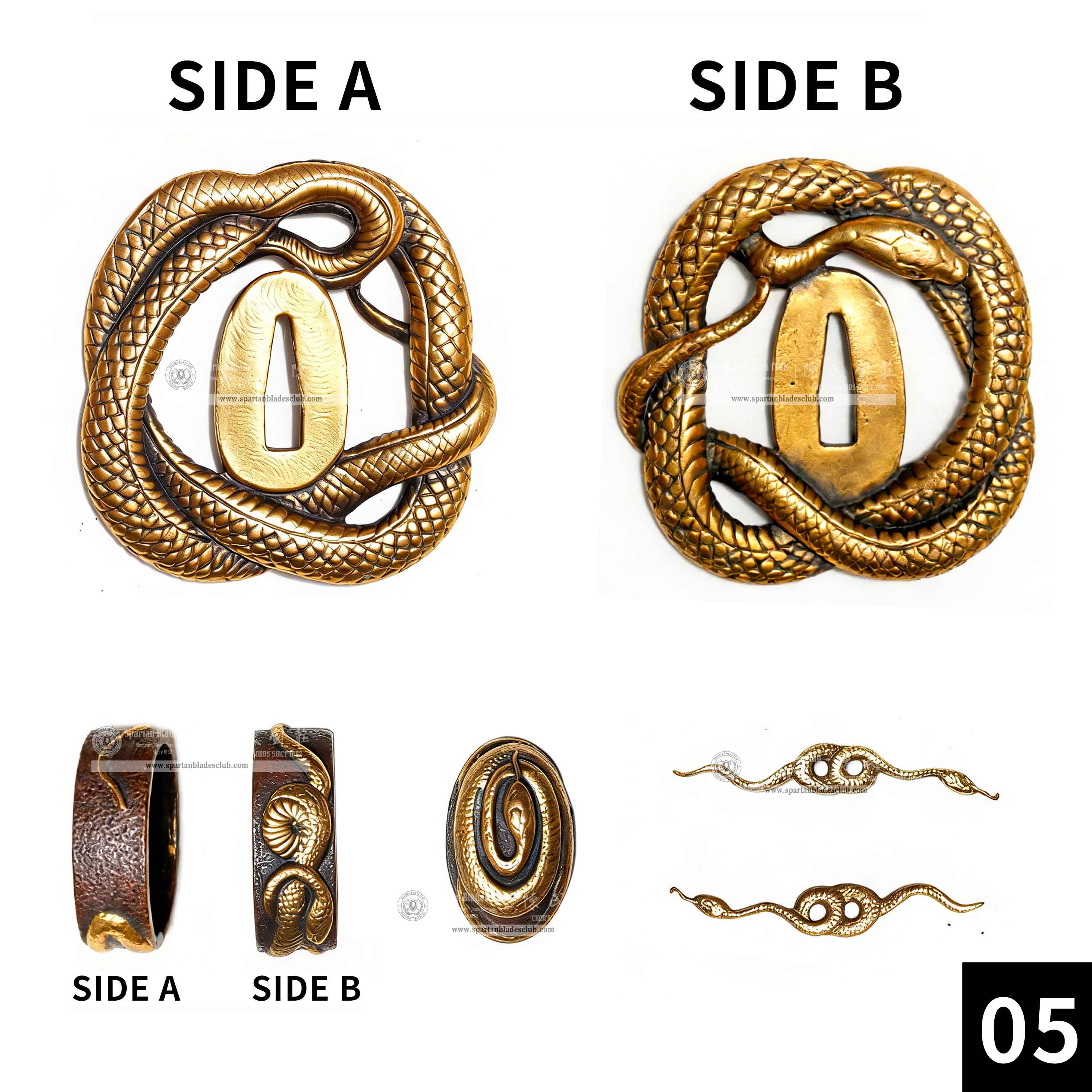 Custom Your Katana | Snake | Complete Set Fittings (Brass Gilded) | Spartan Blades Club | CHEN'S SWORDS 1892 - Spartan Blades Club - 陳氏劍莊1892