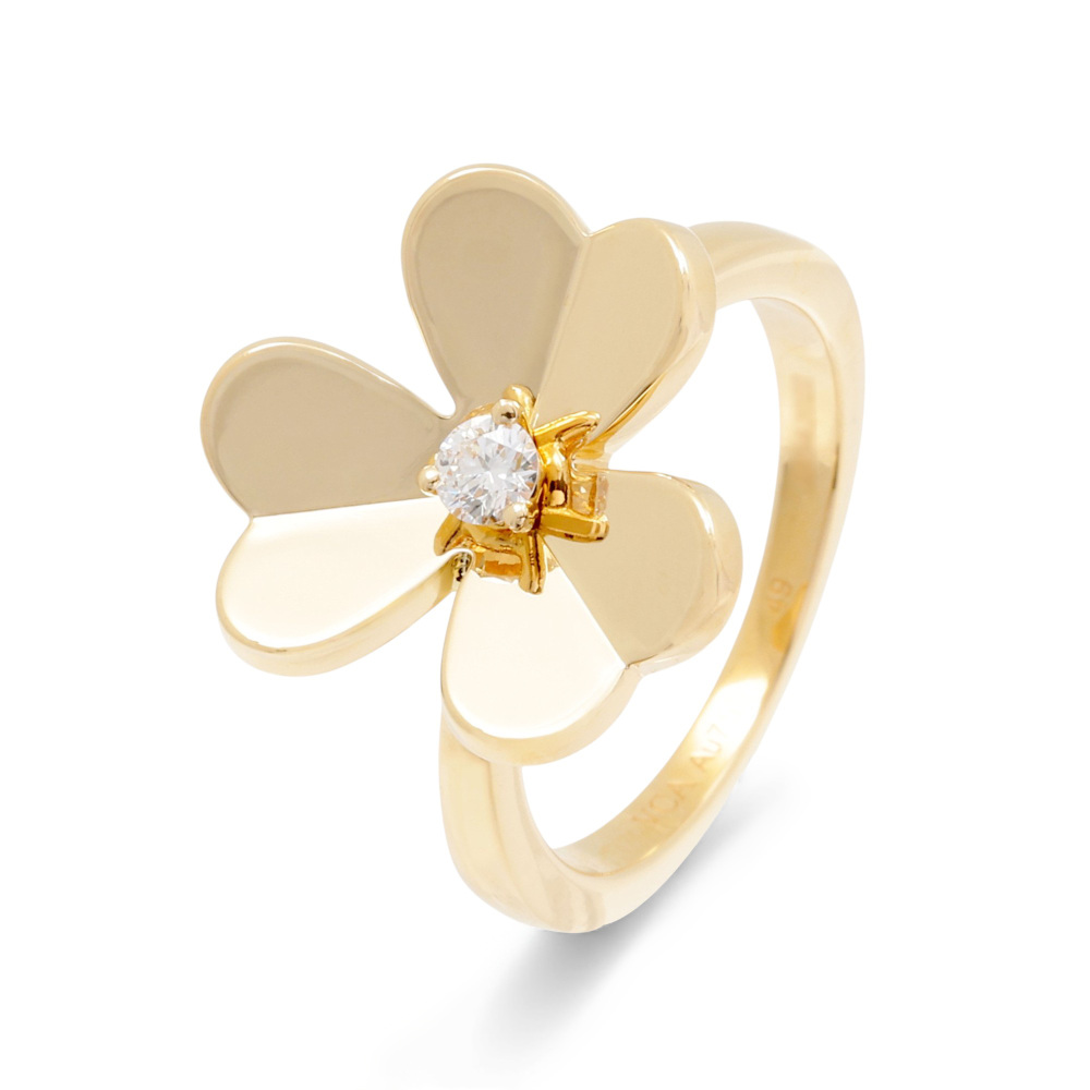 Van Cleef & Arpels Frivole Ring 1 Flower 18K Yellow Gold Diamond VCARP2DS00