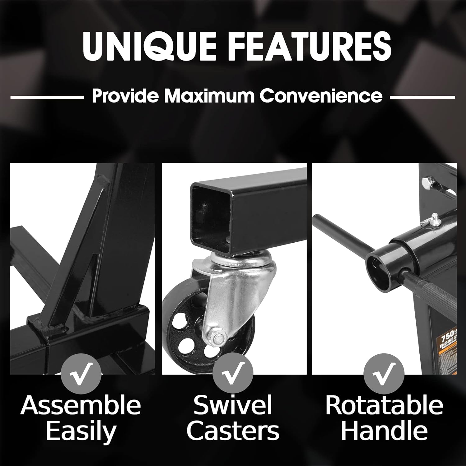 Rotating Engine Stand: Removable Oil Pan and Magnetic Tray, Turbine Turntable, 2 Brake Caster Lockable Wheels, 1,000 Lbs Capacity