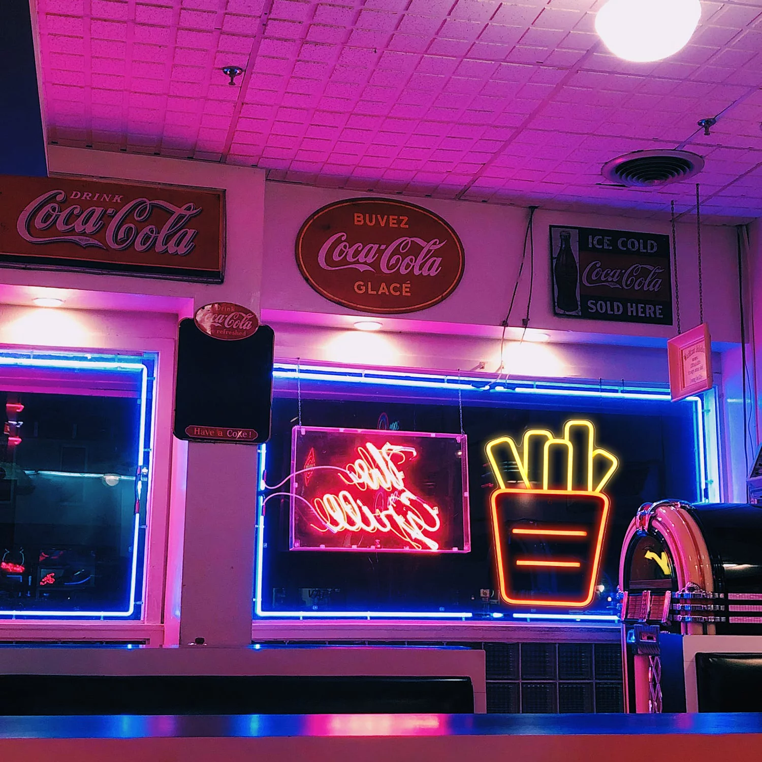 SIGNSHIP French Fries Shaped LED Neon Light Signs USB Power for Bedroom Store Restaurant Bar Wedding Party Decoration