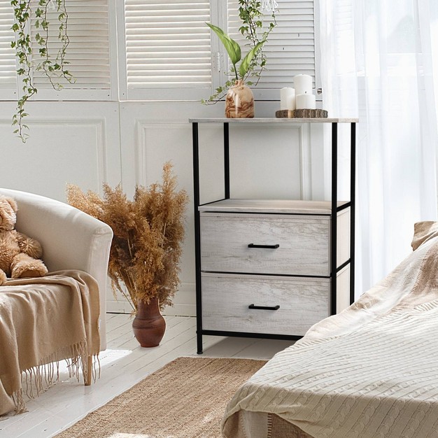 Sorbus Drawer Nightstand Shelf Black anew Gray
