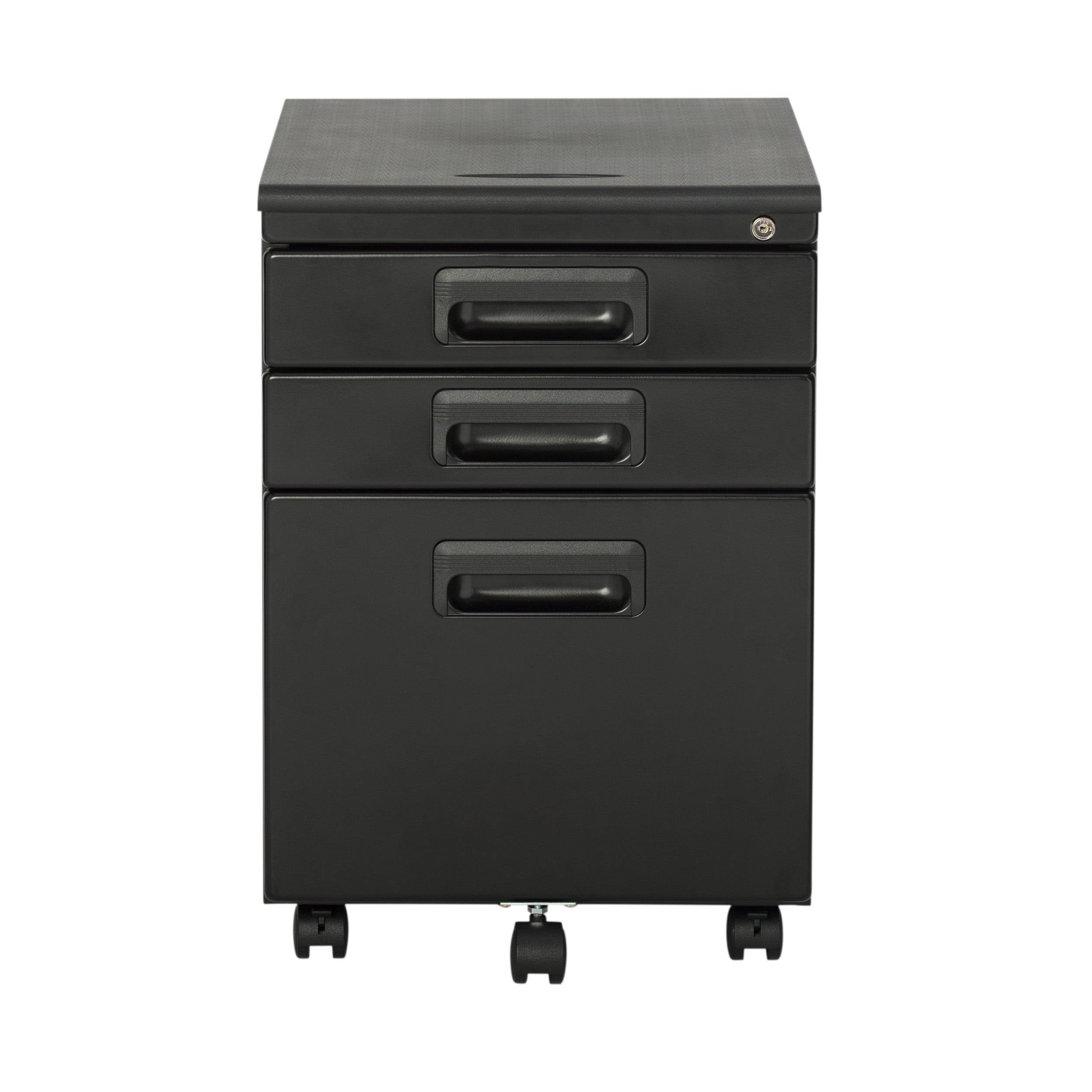 3 Drawer Metal Rolling File Cabinet Black ?Calico Designs