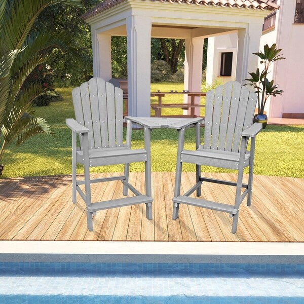 Patio Tall Adirondack Chair Set with Connecting Tray (Set of 2)