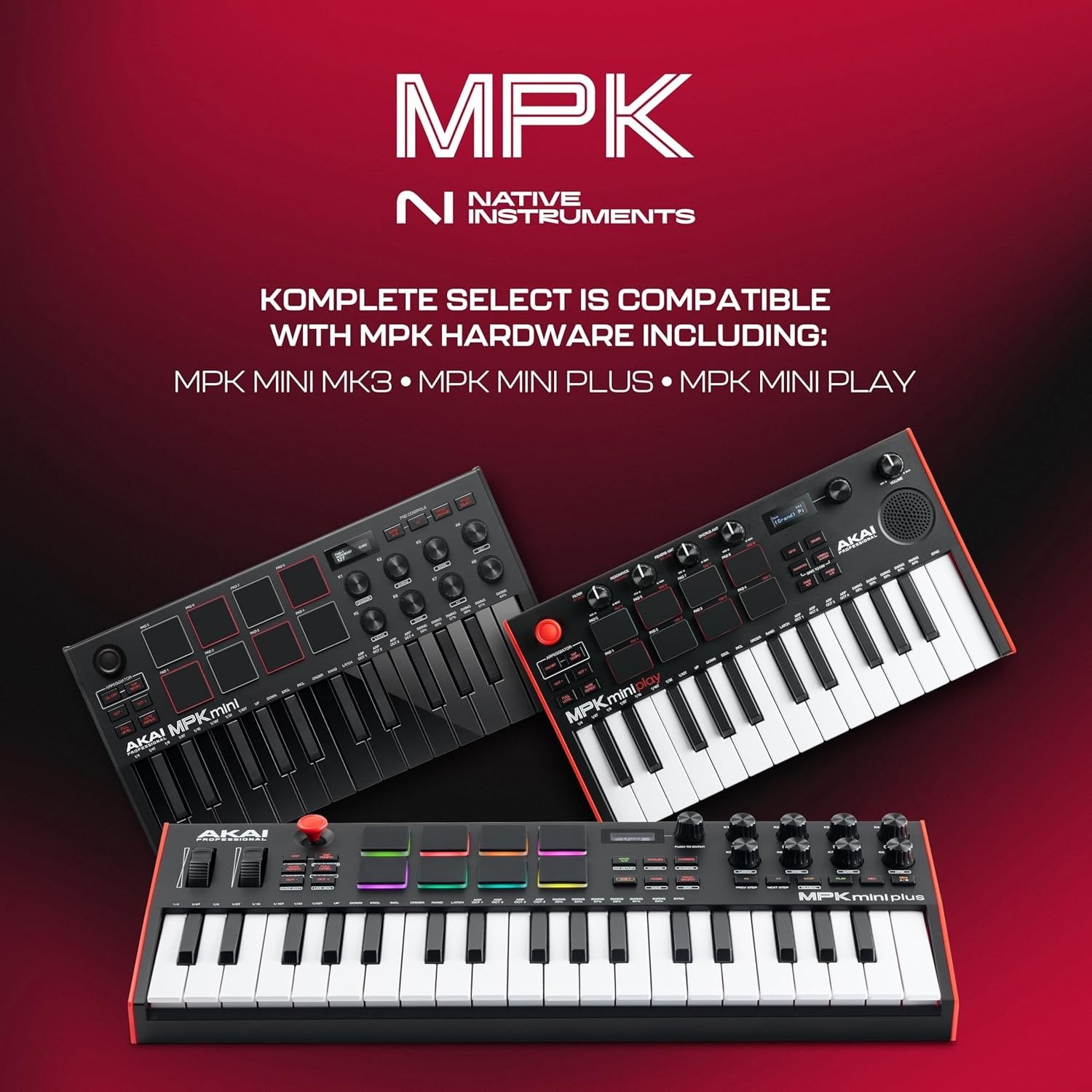 25 Key USB MIDI Keyboard Controller With 8 Backlit Drum Pads, 8 Knobs, Music Production Software and Native Instruments Sound Package (NKS Integration), Black