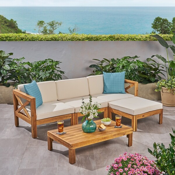 Alcove Outdoor Acacia Wood 5piece Sofa Set by Christopher Knight Home