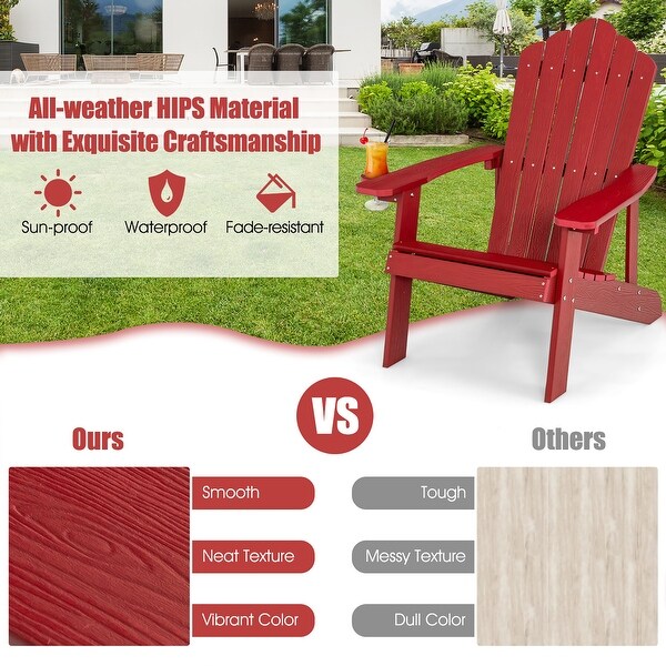 Costway Patio HIPS Adirondack Chair with Cup Holder Weather Resistant