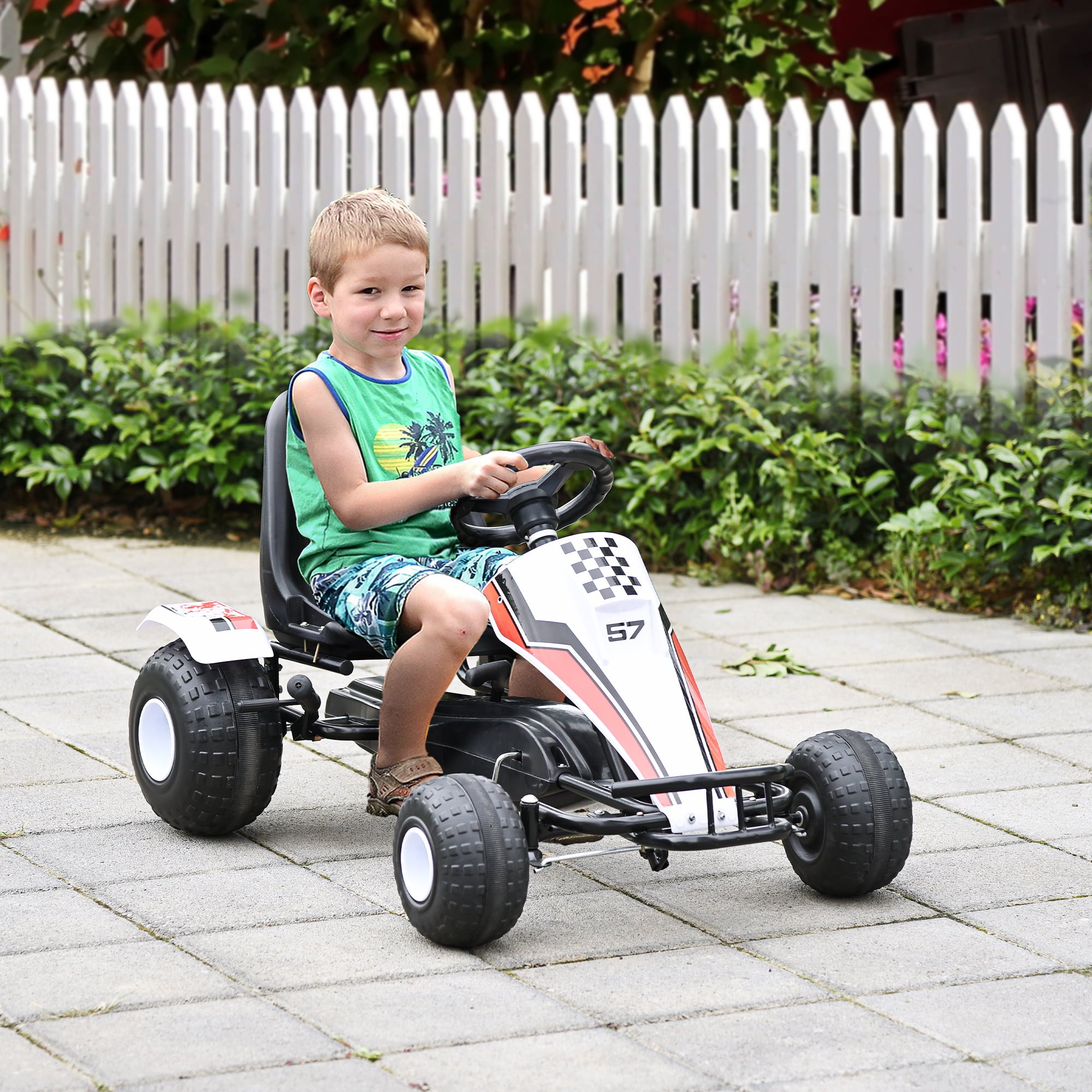 Aosom Pedal Go Kart Children Ride on Car w/ Adjustable Seat Plastic Wheel
