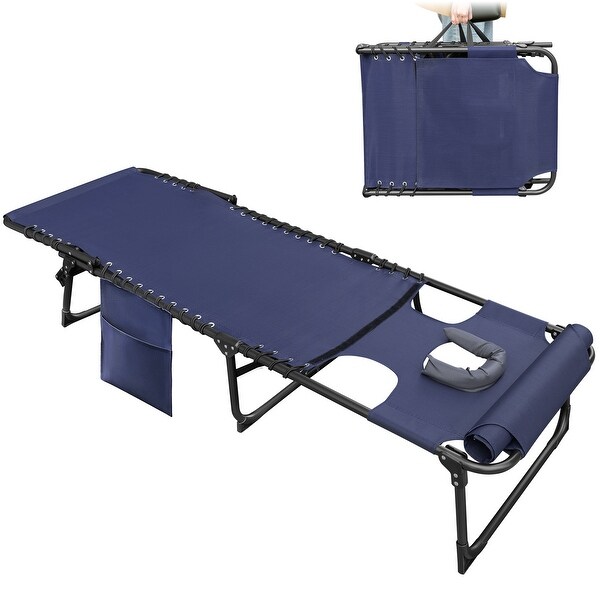 Homall Foldable with Facehole,Lounge Coffee Chair 12 Inch High 5Position Adjustable Patio Lounge Chair Beach Pool Coffee Chair